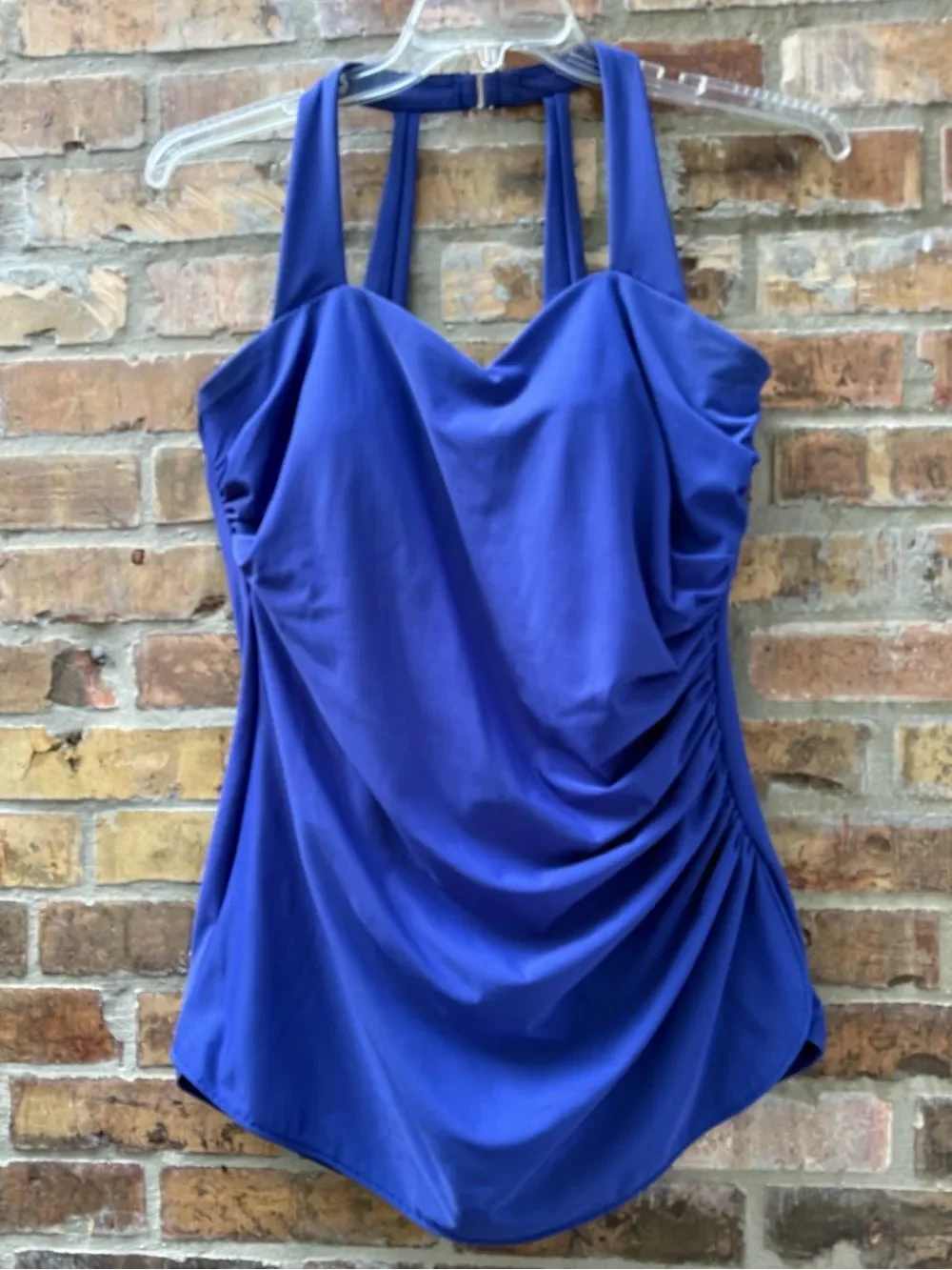 Lands' End Ruched Multi-Way V-Neck Halter One-Piece Swimsuit size 18